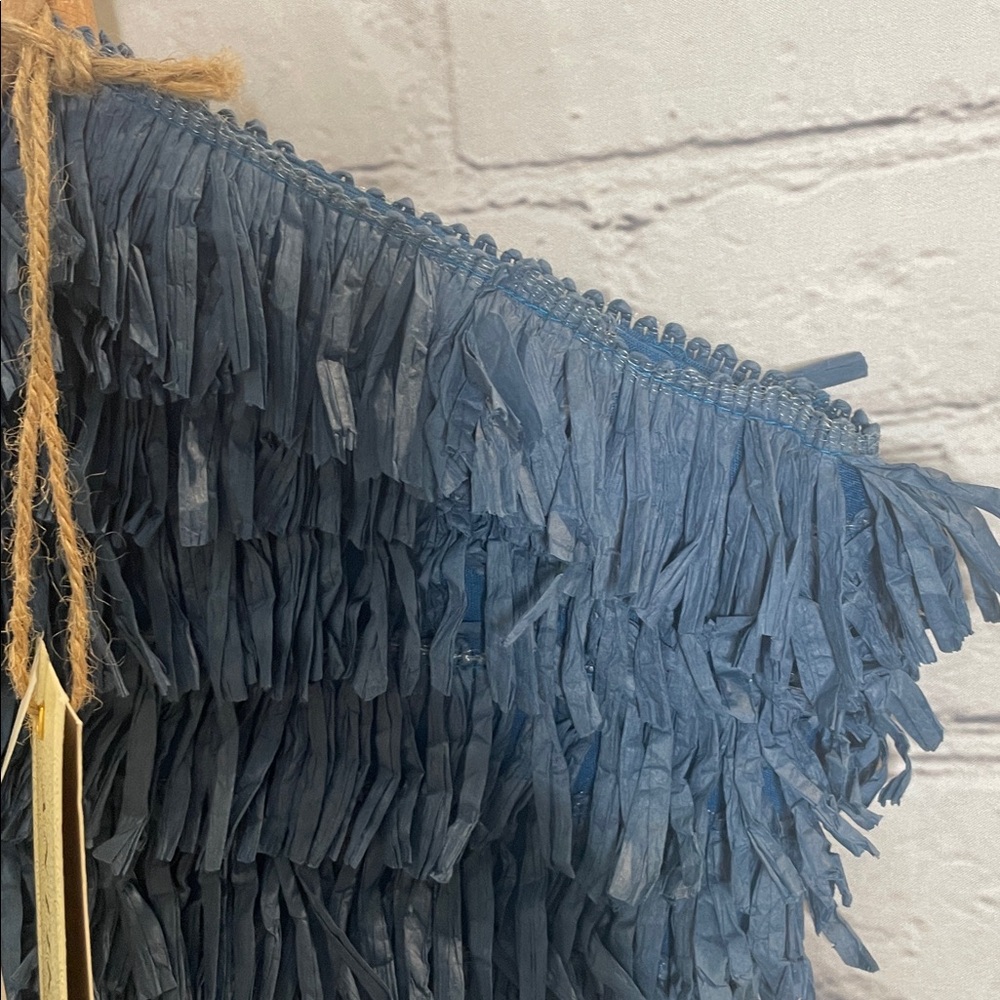 Antik Kraft Blue Fringe Handbag with Wooden Handle Brand New W/Tags - Picture 5 of 10